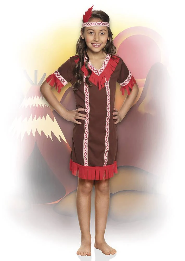 Indianen kostuum meisje rood