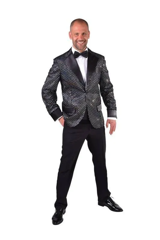 Colbert Man Glitter Zwart
