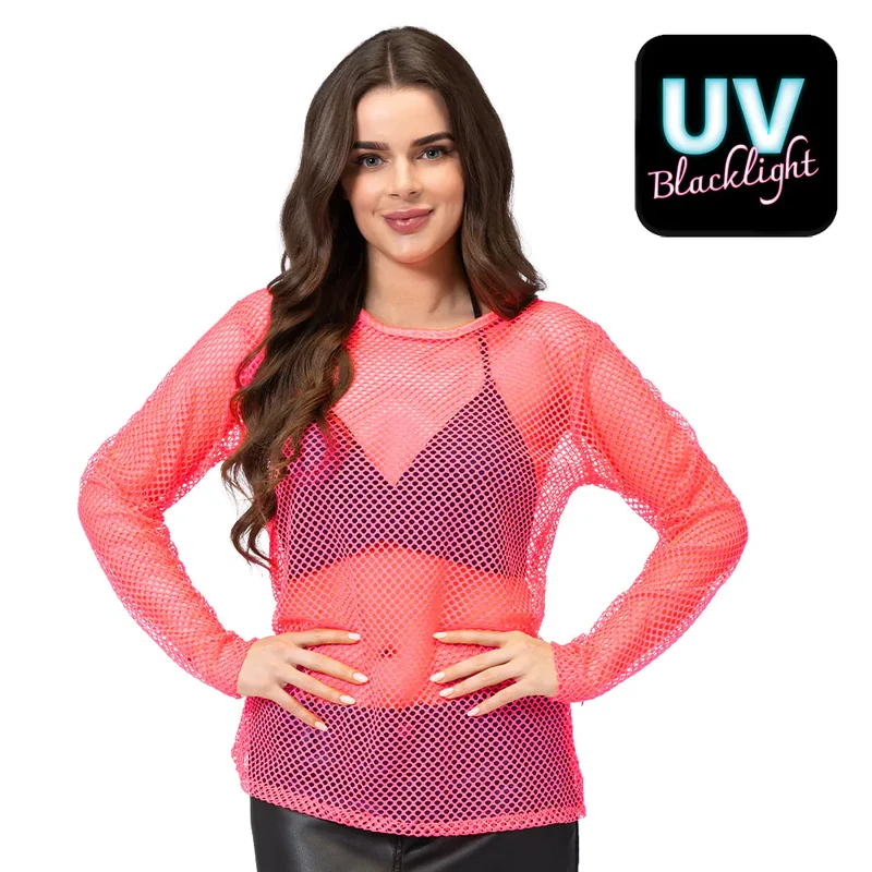 Visnet shirt neon roze