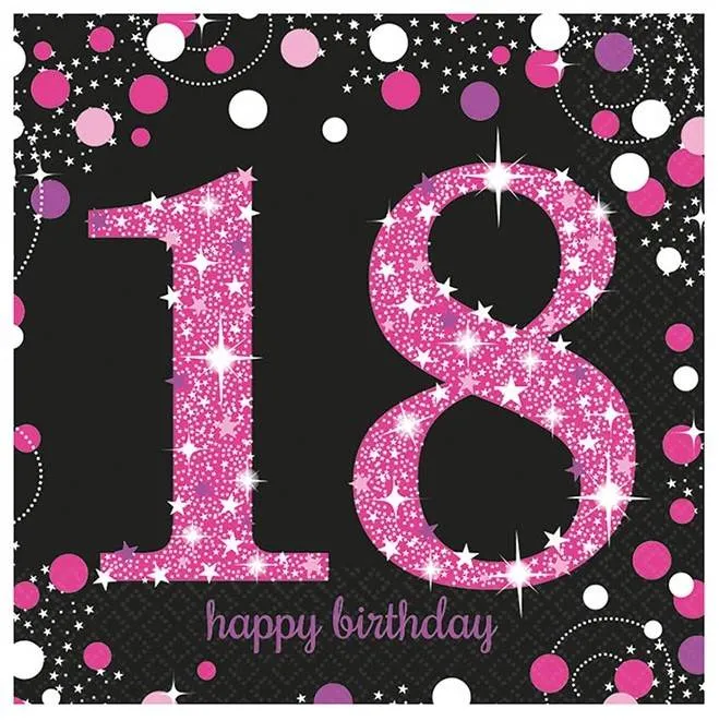Servetten 18 jaar Sparkling Pink