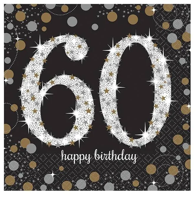 Servetten 60 jaar Sparkling Celebration