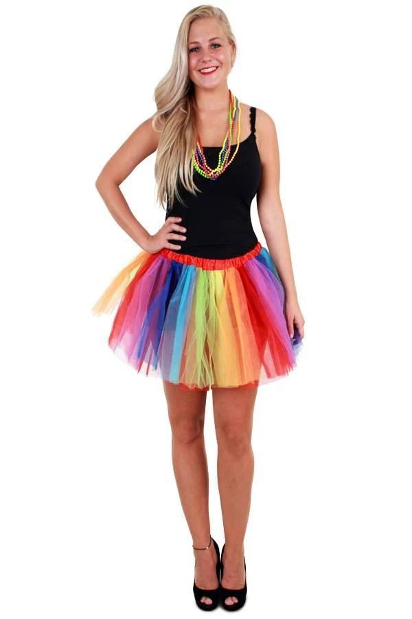 Tule rokje regenboog strepen one size dames