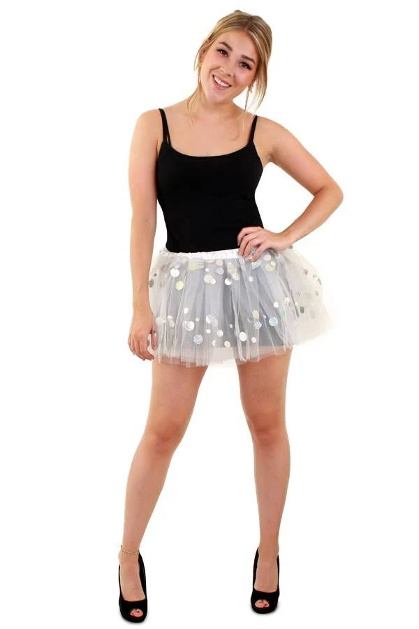 Tule rokje wit met dots one size dames