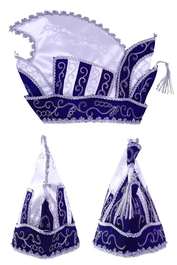 Prinsenmuts blauw/wit
