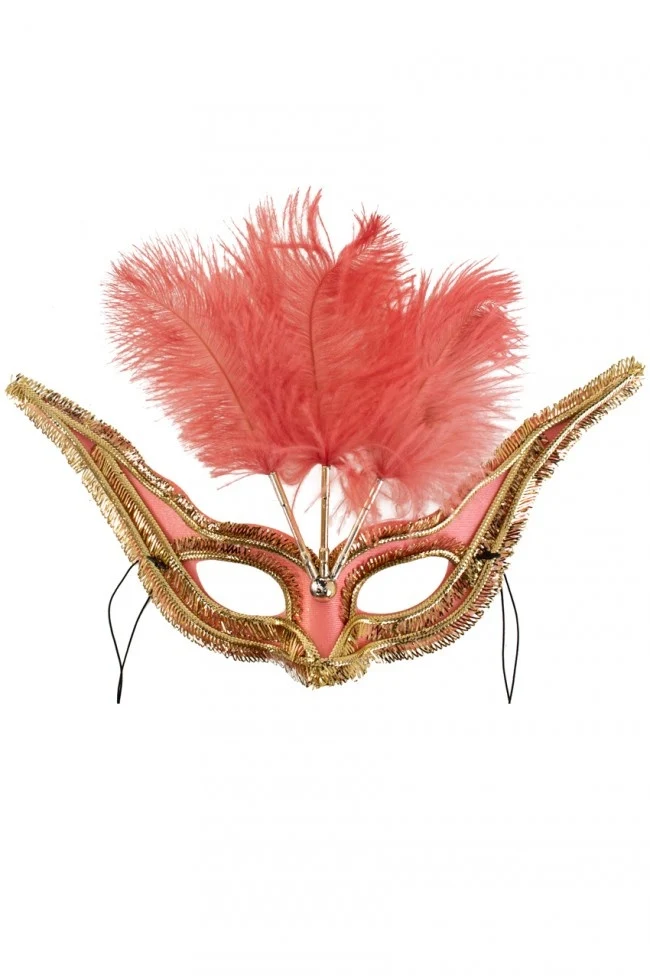 Roze oogmasker gran gala met roze veren