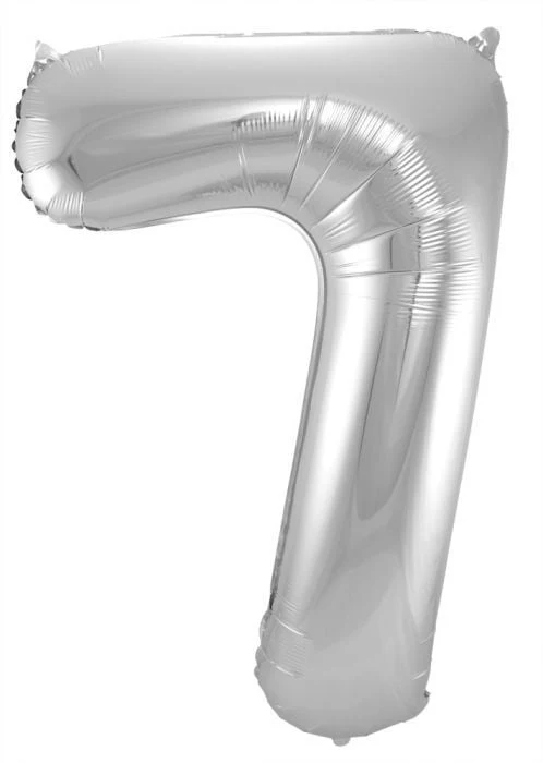 Zilveren Folieballon Cijfer 7- 86 cm