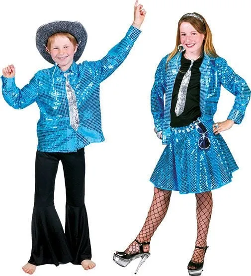 Blouse disco blauw kind