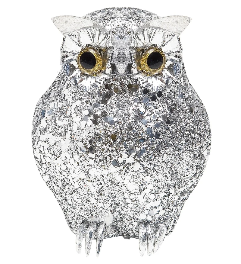 glitter uil zilver 10x5cm