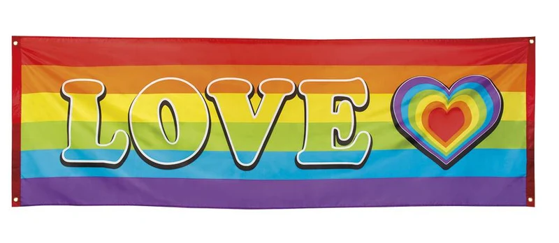 Banner Regenboog Love 74x220cm