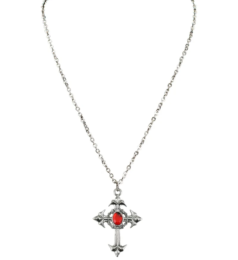 gothic ketting met rode steen