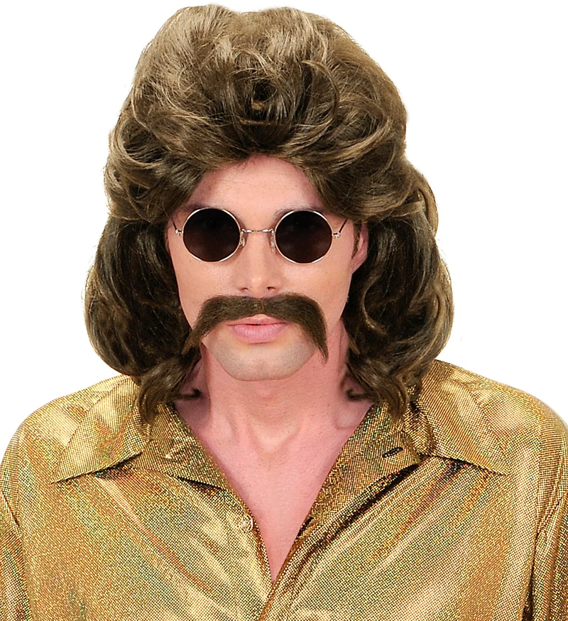 pruik 70s man bruin