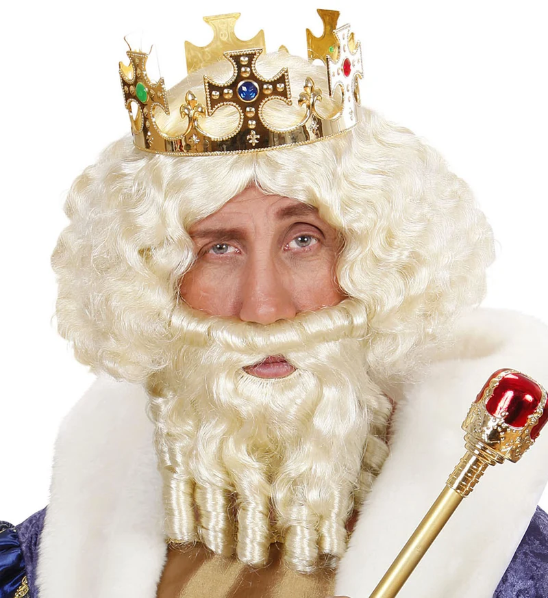 pruik karakter met lokken en baard blond