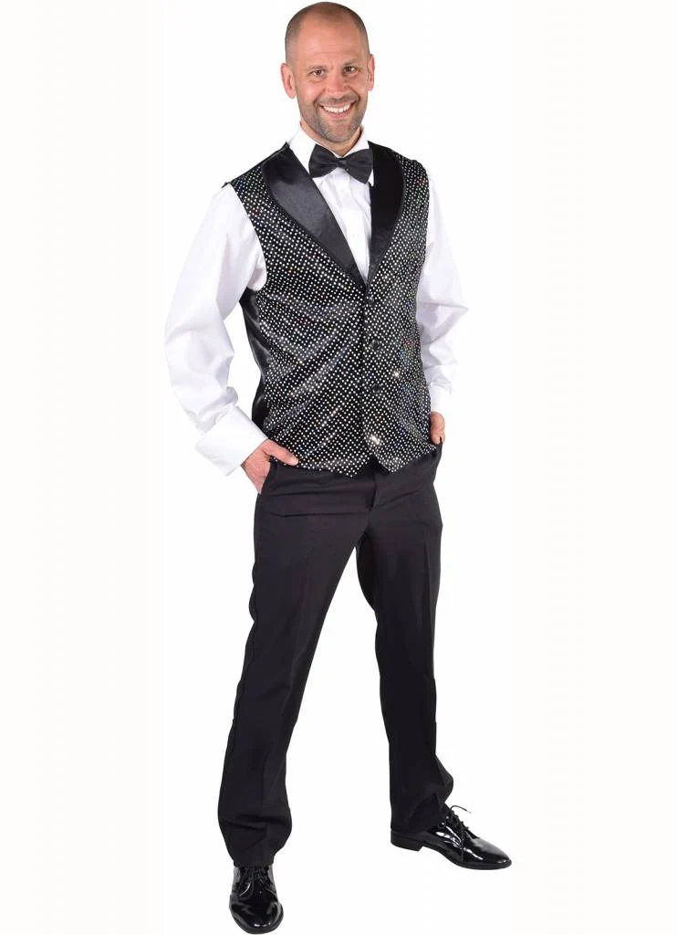 Gilet pailletten zwart heren