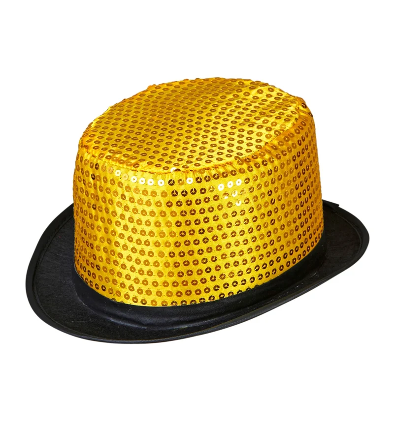 hoge hoed pailletten goud