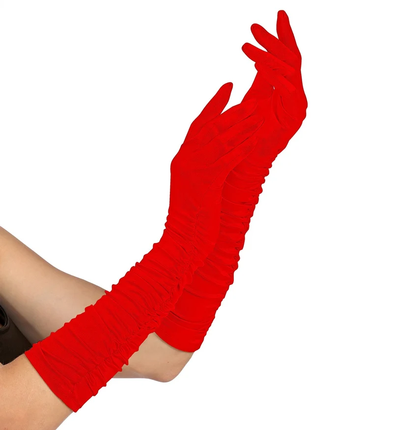 handschoenen plisse lycra rood