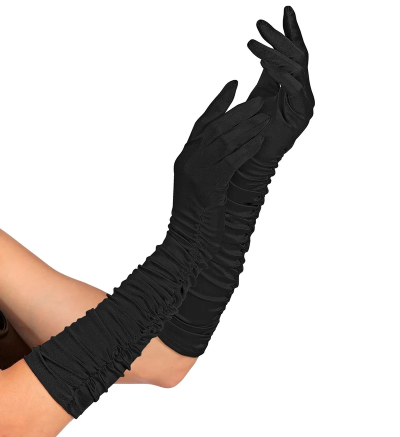 handschoenen plisse lycra zwart