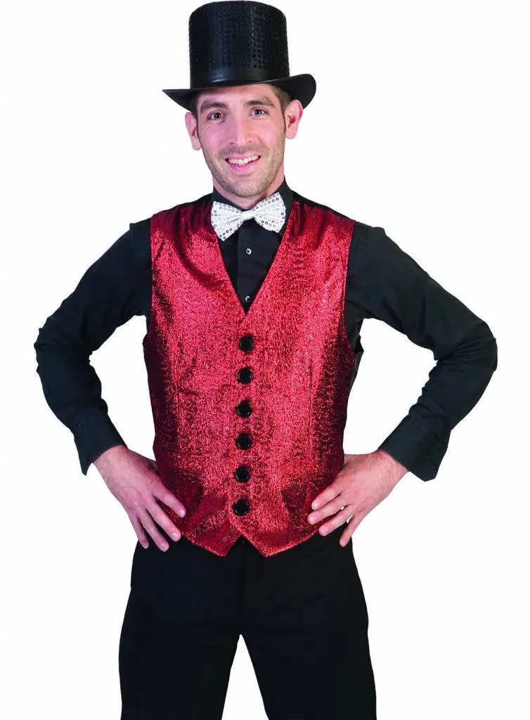 Rood glitter vestje heren