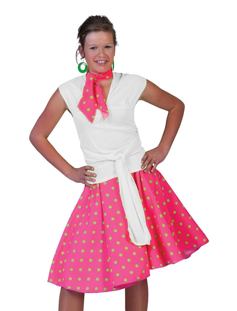 Roze rock & roll rokje groene stippen