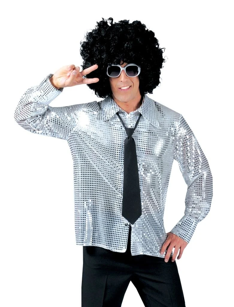 Zilveren glitter overhemd heren