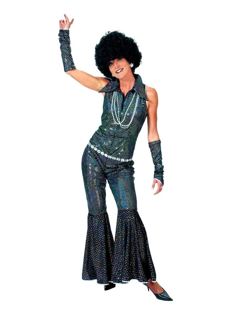 Zwart glitter discopak dames