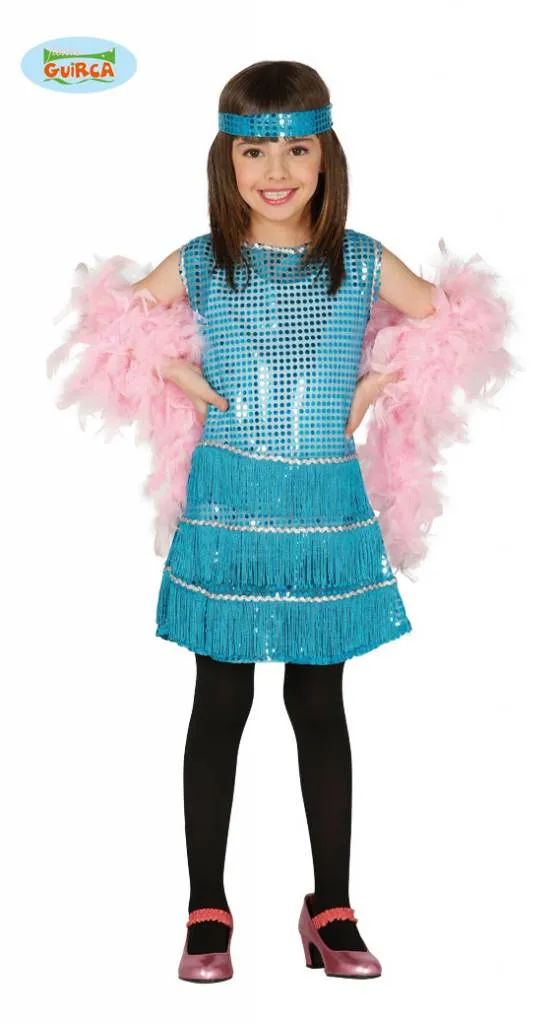 Flapper kostuum meisje blauw