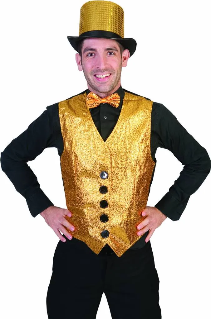 Goud glitter vestje heren