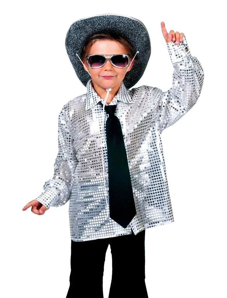 Zilver glitter shirt kind
