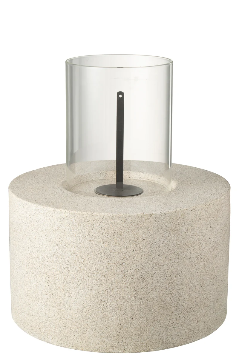 J-Line tafelhaard Bio-Ethanol Rond - hout - grijs
