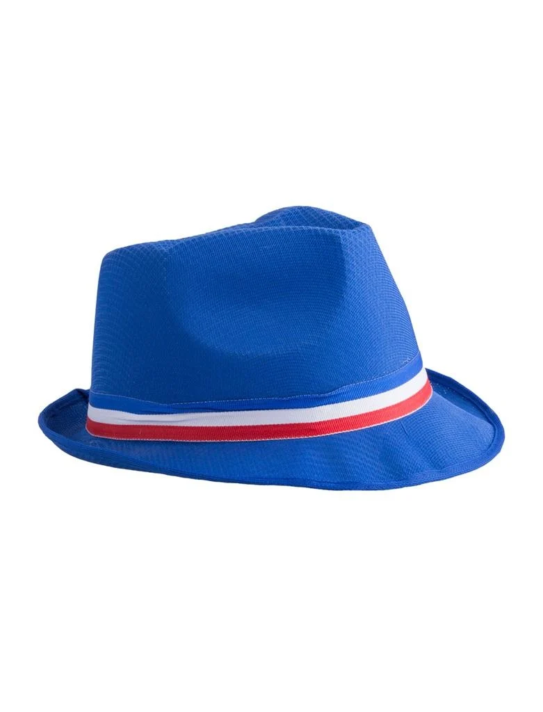 Blauwe gleufhoed met band