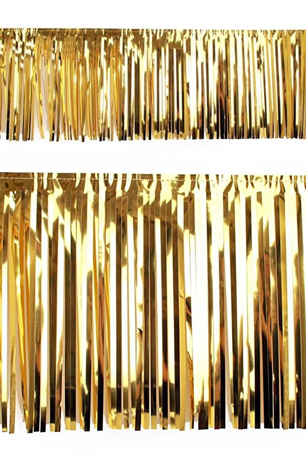 Slierten folie guirlande goud 6 meter x 30 cm