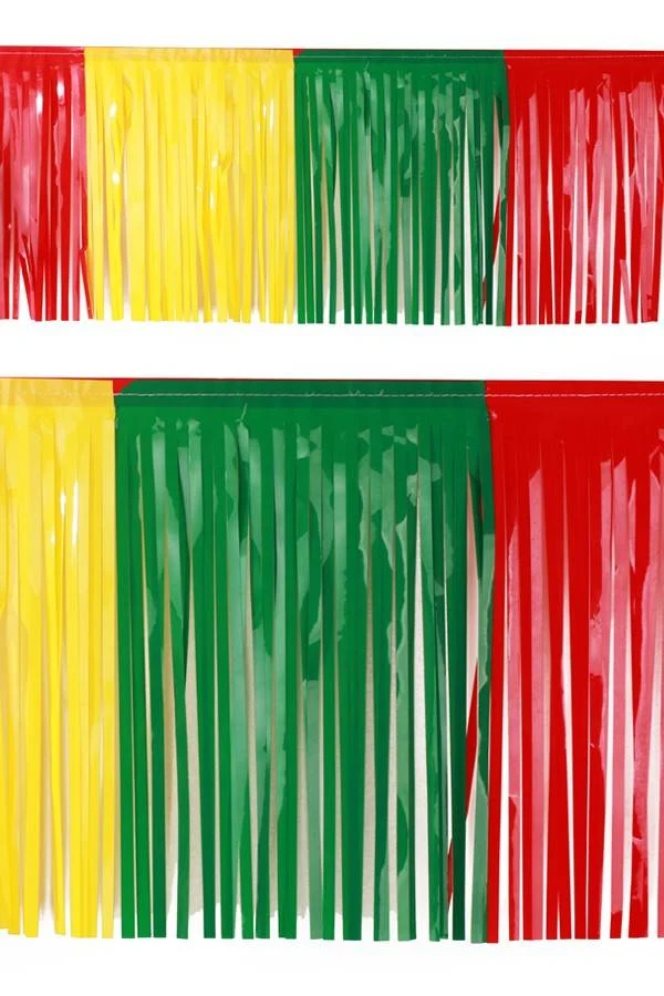 Slierten folie guirlande rood/geel/groen 6 mtr