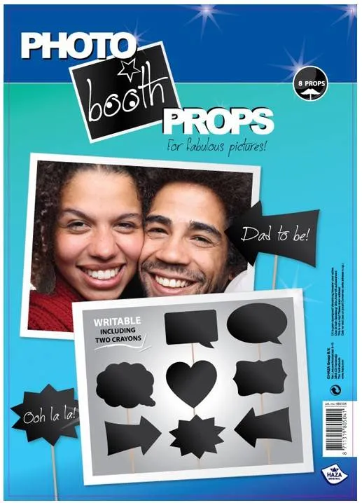 Photo booth props set schrijfbaar 8 stuks