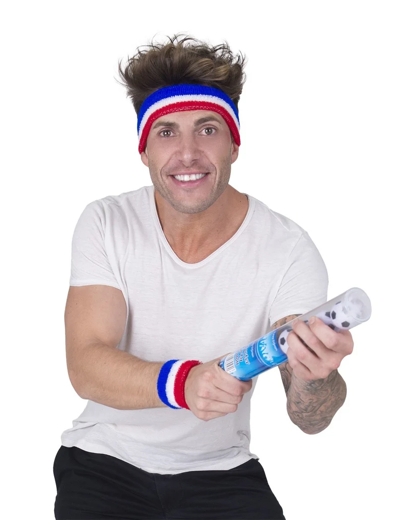 Zweetbanden set rood wit blauw