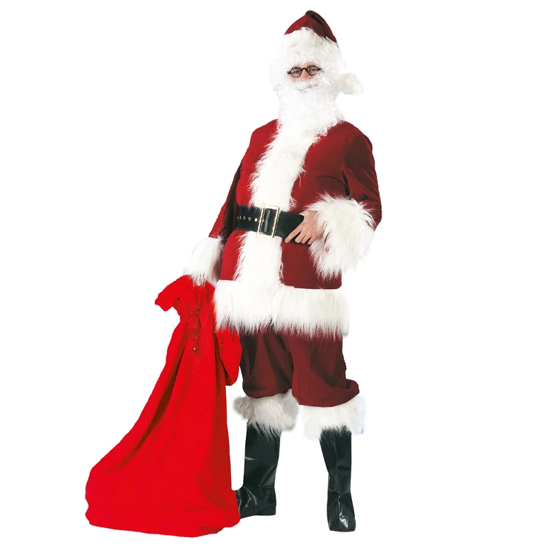 Luxe kerstman pak donker rood/bordeaux