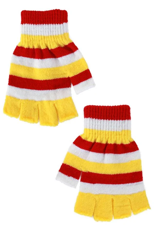 Vingerloze handschoen rd/wt/gl kids
