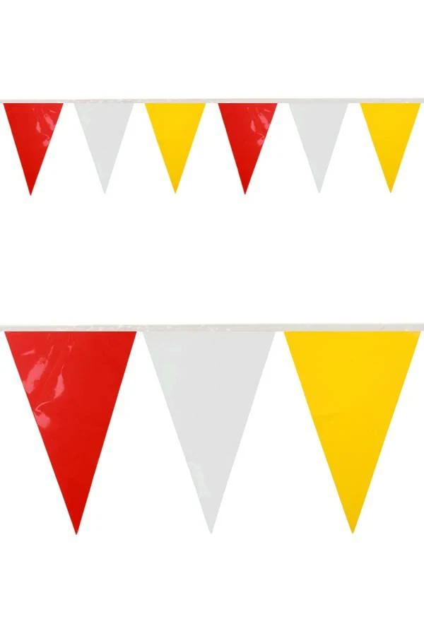 PVC vlaggenlijn rood/wit/geel 10 meter