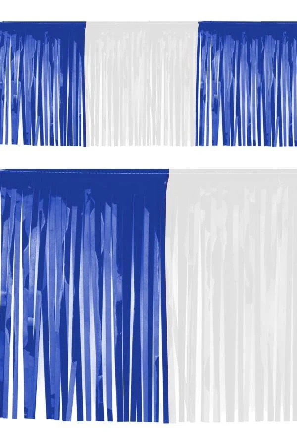 Slierten folie guirlande blauw/wit 6 mtr