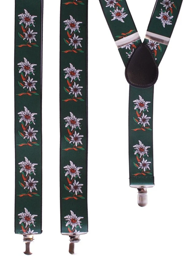 Groene oktoberfeest bretel met edelweiss