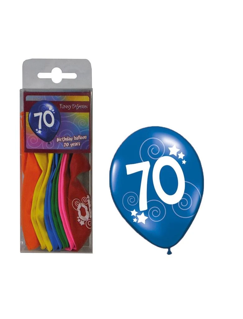 Cijfer 70 ballonnen in gemixte kleuren