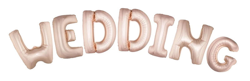 Folie ballonnen set WEDDING met roze letters