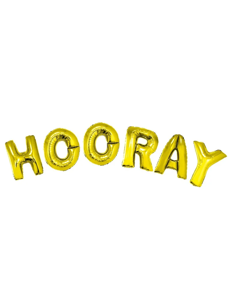Folie ballonnen set HOORAY met gouden letters