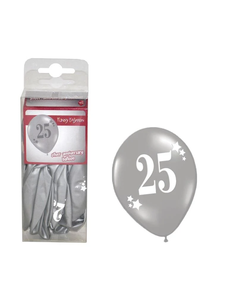 Cijfer 25 ballonnen in zilver