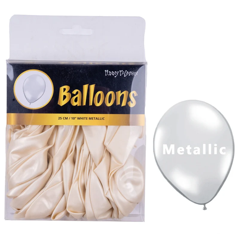 Witte metallic latex ballonnen 40st