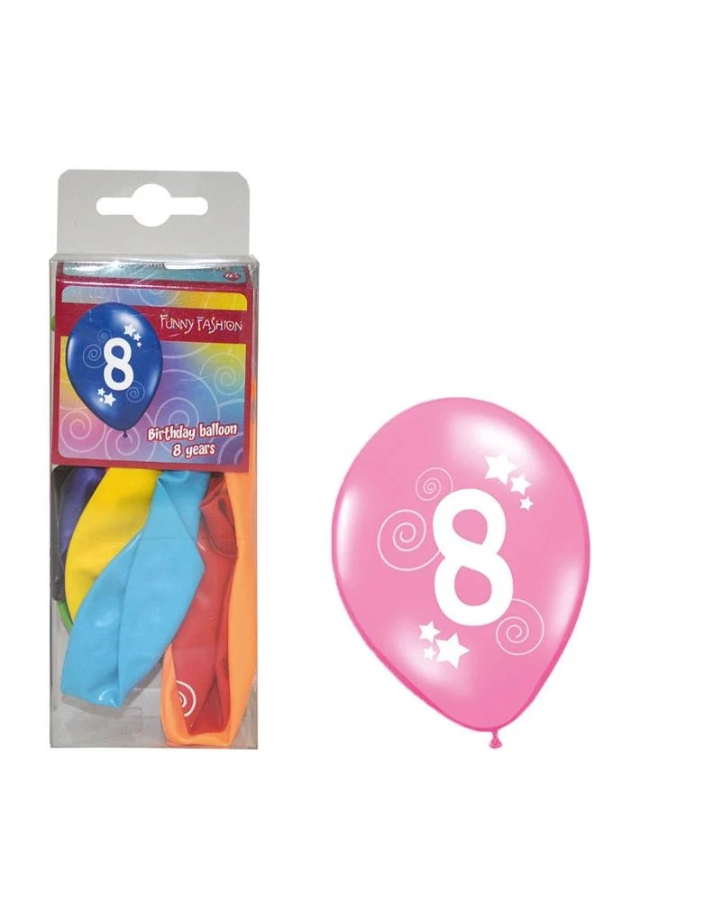 Cijfer 8 ballonnen in gemixte kleuren