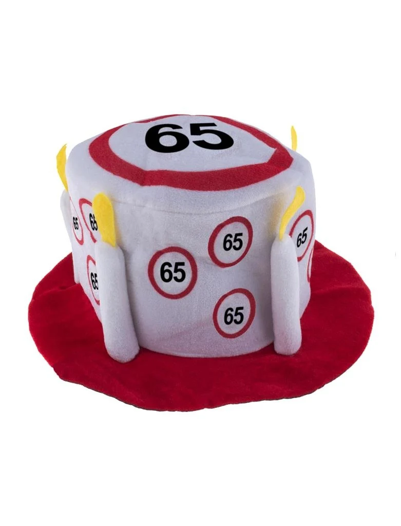 Hoge hoed 65 jaar met verkeersborden