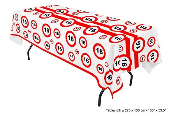 Tafelkleed verkeersbord 16 jaar