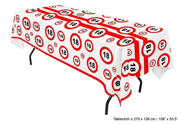 Tafelkleed verkeersbord 18 jaar