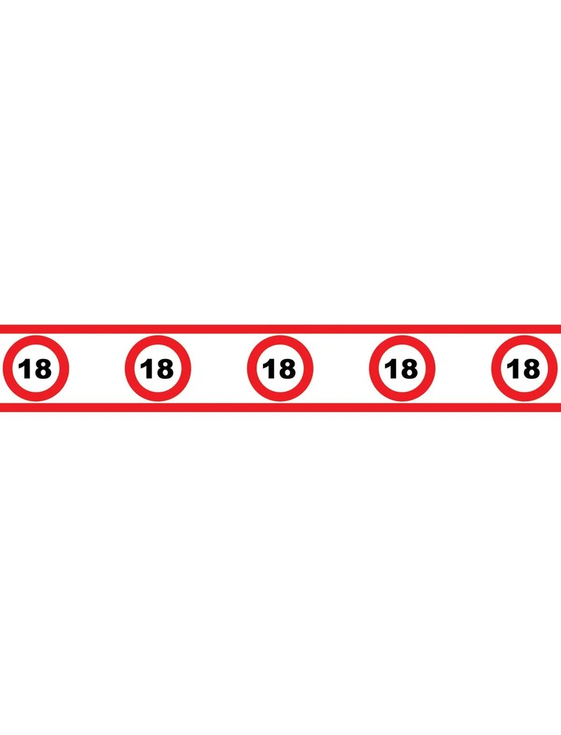 Party tape 18 jaar met verkeersborden 610x8cm