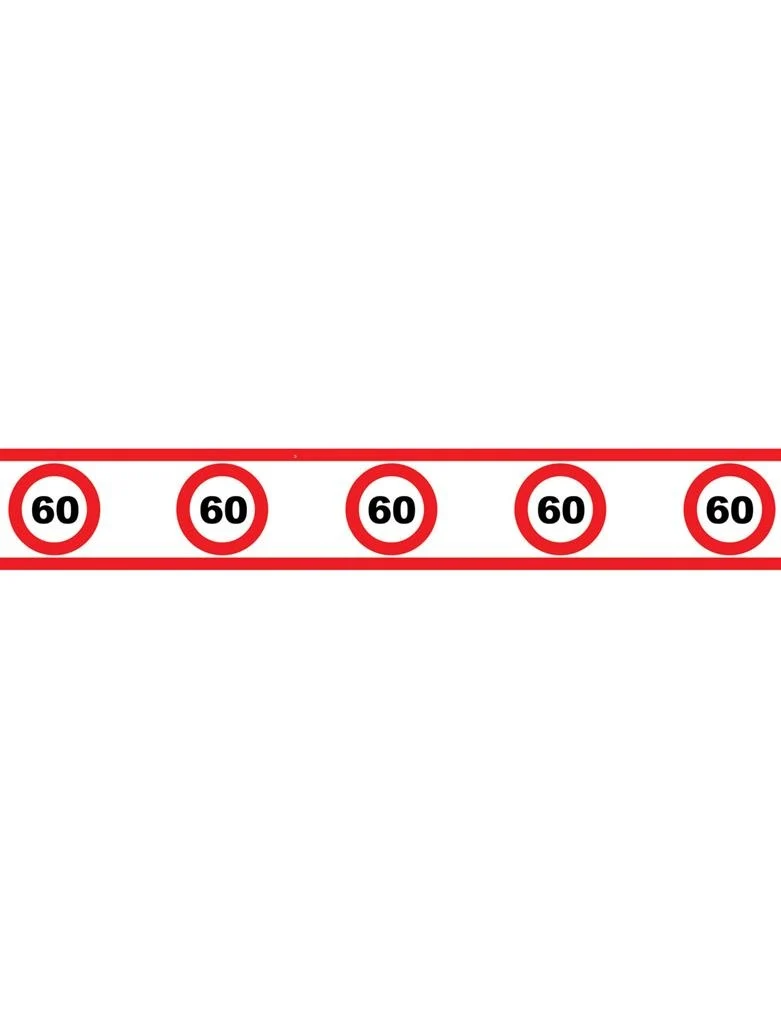 Party tape 60 jaar met verkeersborden 610x8cm
