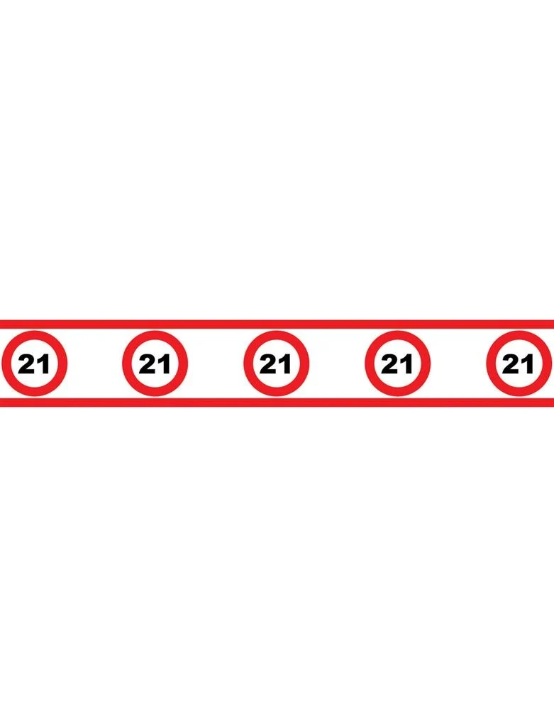 Party tape 21 jaar met verkeersborden 610x8cm